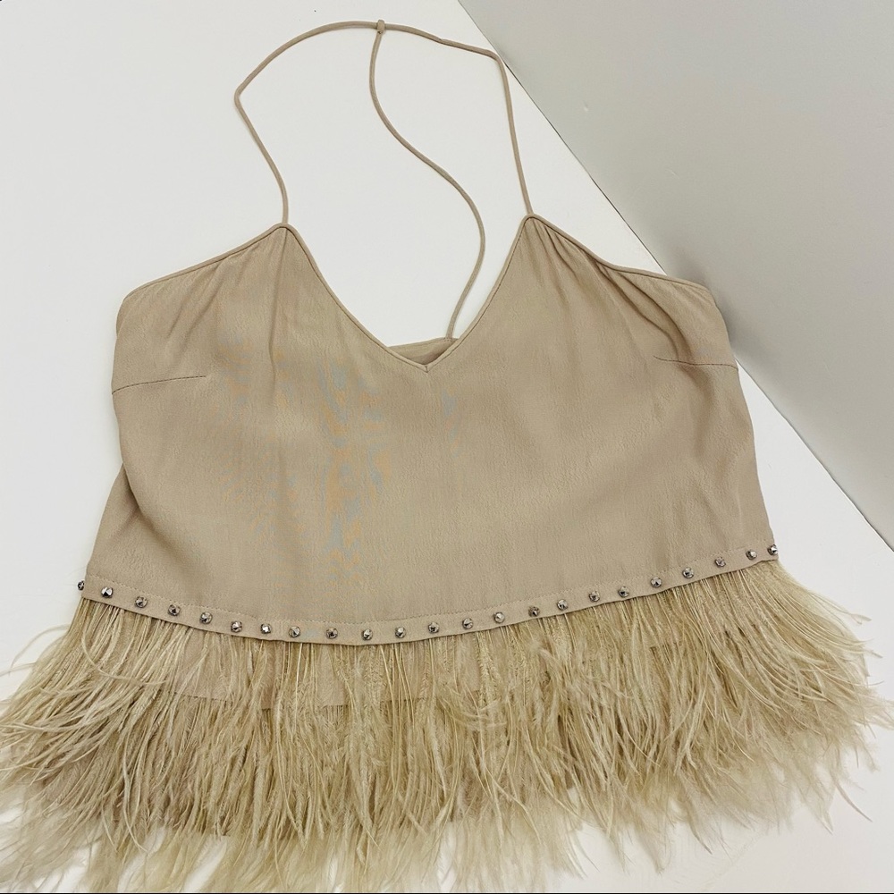 Saylor medium tank tan fringe sleeveless